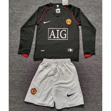 07-08 Manchester United away retro long sleeve kid kit