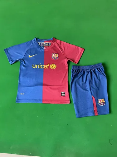 08-09 Barcelona home UCL version retro kid kit