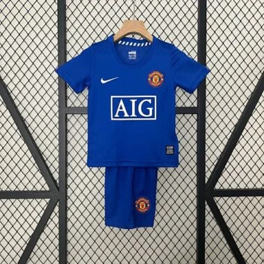 08-09 Manchester United third away blue retro kid kit