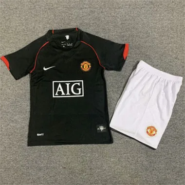 2007-08 Manchester United away black retro kid kit