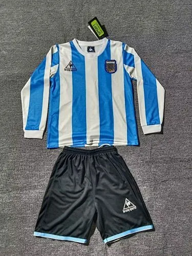 Retro 1986 Argentina Home Long Sleeve kid kit size 16-28