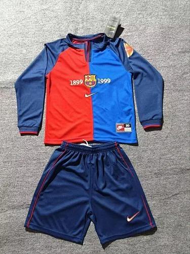 Retro 1999/00 Barcelona Home Long Sleeve kid kit size 16-28