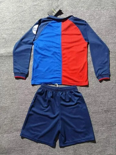 Retro 1999/00 Barcelona Home Long Sleeve kid kit (Size 16-28)