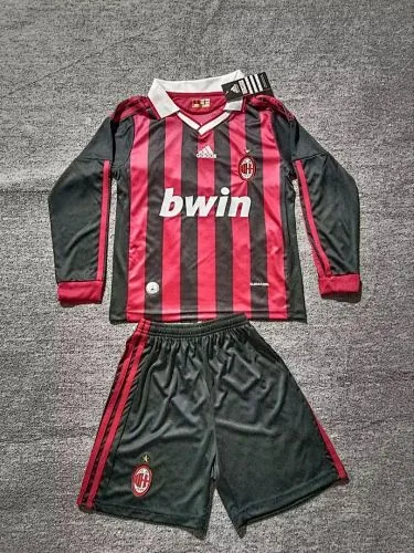 Retro 2009/10 AC Milan Home Long Sleeve kid kit size 16-28