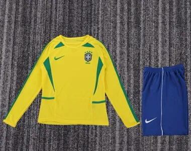 Retro Brazil 2002 home Long Sleeve kid soccer jerseys