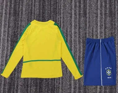 Retro Brazil 2002 home Long Sleeve kid soccer Jersey