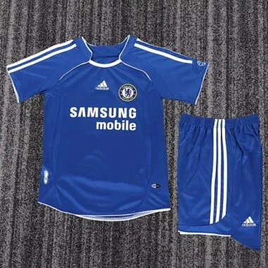 Retro Chelsea 2006-07 Home Blue Kid Kit soccer jersey size 16-28