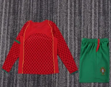 Retro Portugal 2004 Home Long Sleeve kids Jersey