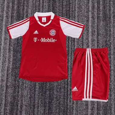 Conjunto infantil Retro do Bayern de Munique 2003/04 - Camisola de futebol de jogo em casa, tamanhos 16-28