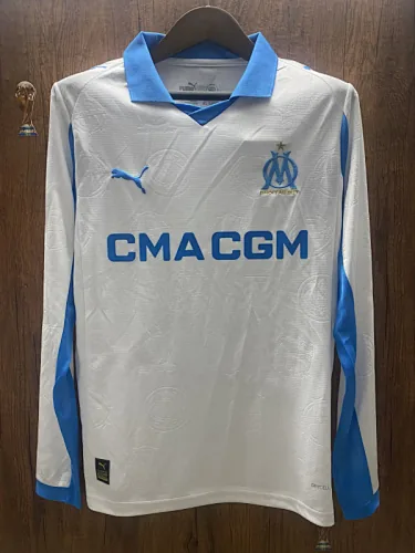 25-26 Marseille home long sleeves soccer jersey size S-2XL