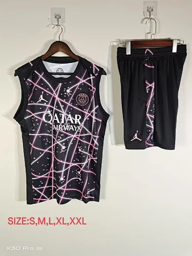 25-26 PSG black and pink vest suit