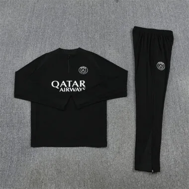 PSG 2025/26 Black Half zipper Training Suit (S-2XL)