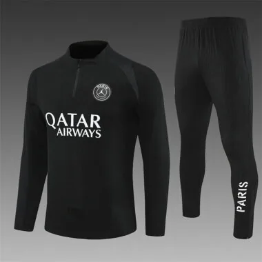 PSG 2025/26 Black Half zipper Training Suit (S-2XL)
