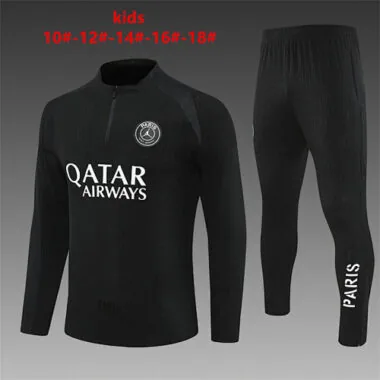 PSG 2025/26 Black Half zipper training clothes Kid Size