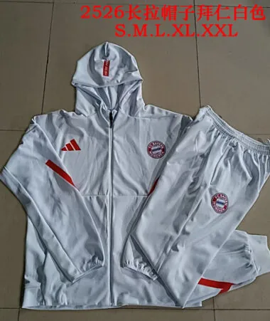 Bayern München 2025/26 White Hoodie Suit S-2XL