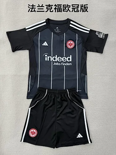Eintracht Frankfurt 2025/26 Champions League black soccer jersey size 16-28