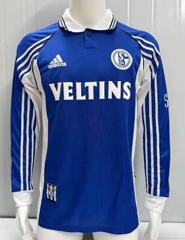 Retro FC Schalke 04 1998/00 Home Long Sleeve Jersey Size S-2XL