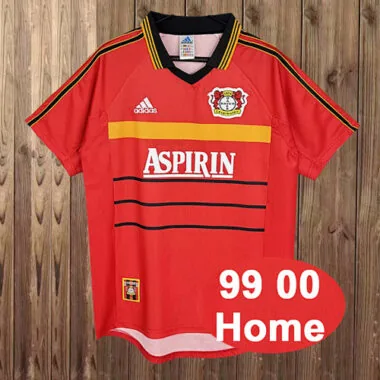 Camisa de jogo em casa Retro do Leverkusen da época 1999/00, tamanhos S-2XL