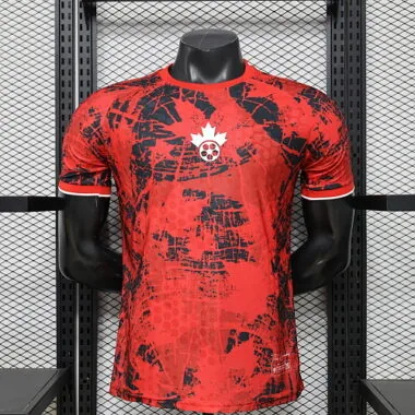 Camiseta especial de jugador en rojo y negro de Canadá para el Mundial de 2026