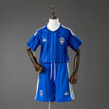 Equipamento infantil da Suécia para os jogos fora de casa no Mundial de 2026, tamanhos 16-28