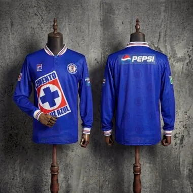 Retro 1998 Cruz Azul home Long Sleeve soccer jersey size S-2XL