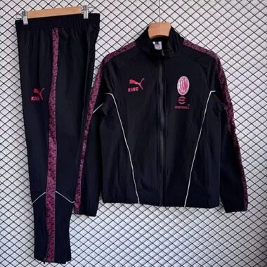 AC Milan 2025/26 Black Windbreaker Suit Size S-2XL