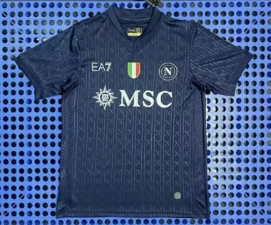 Camisa azul-marinho do Napoli para a Liga dos Campeões 2025/26