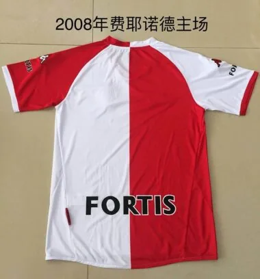 08 Feyenoord, camisola de casa vermelha e branca