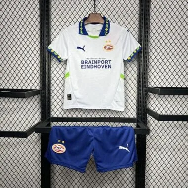 24-25 Terceiro equipamento branco de criança do PSV para jogos fora de casa