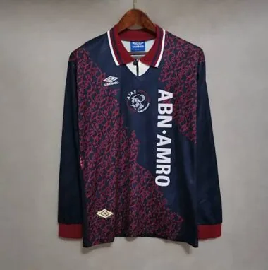 Camisa do Ajax de 94-95, para jogos fora de casa, azul-real, de manga comprida