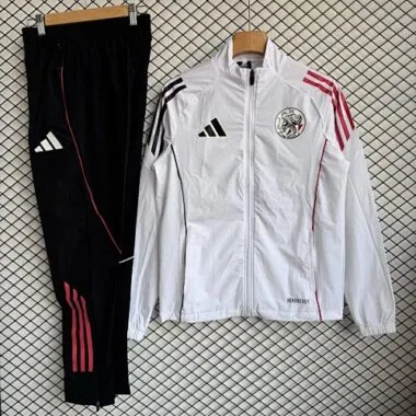Conjunto de blusão branco Ajax 2025/26, tamanhos S-2XL