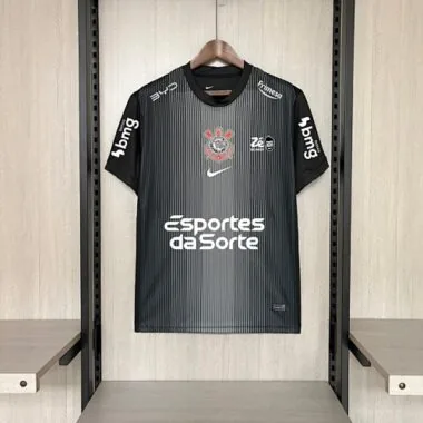 Maglia da portiere dei Corinthians nera stagione 2025/26 con tutti gli sponsor, taglie S-4XL