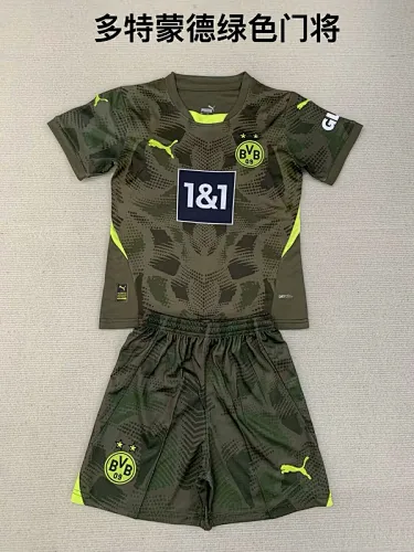 24-25 Dortmund dark green goalkeeper kids kit
