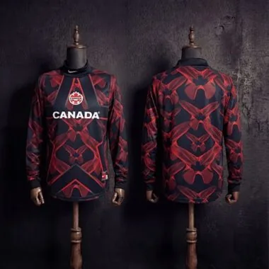 Camisola de guarda-redes do Canadá 2026, de manga comprida, preta e vermelha