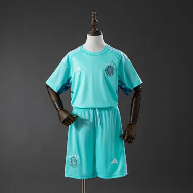 Equipamento infantil de guarda-redes azul da Alemanha para o Mundial de 2026 – Camisolas, tamanhos 16-28