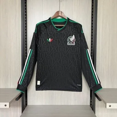 Camisola de futebol preta de guarda-redes para o Mundial do México 2026, manga comprida, tamanhos S-4XL