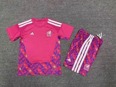 Equipamento infantil de guarda-redes cor-de-rosa do México para o Mundial de 2026, tamanhos 16-28
