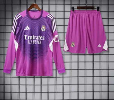 Equipamento de guarda-redes de manga comprida cinzento do Real Madrid 2025/26
