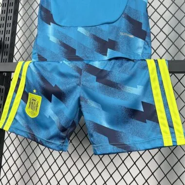 Spain 2026 World Cup Blue Goalkeeper kids Jersey (Size 16-28)