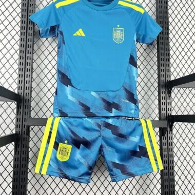 Spain 2026 World Cup Blue Goalkeeper kids Jersey (Size 16-28)