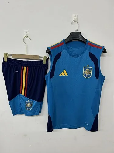 Spain 2025/26 Blue Vest Suit Size S-2XL