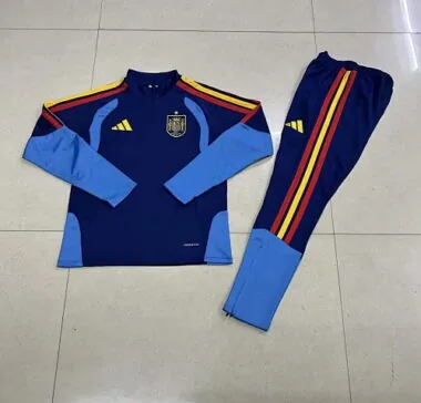 Spain 2025/26 blue Half zipper training clothes Kid Size