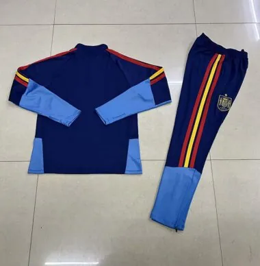 Spagna 2025/26, blu, abbigliamento da allenamento con mezza cerniera, taglia bambino