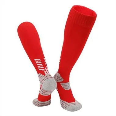MJM659: Nuevo modelo de calcetines de fútbol para jóvenes y niños pequeños, de nylon y algodón 100 %, con acabado afelpado y base de toalla