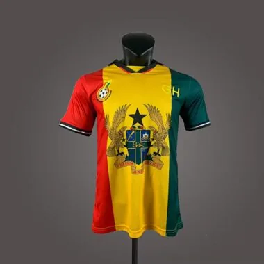 Camisa de treino de futebol do Gana para o Mundial de 2026, em vermelho, verde e amarelo, tamanhos S a 2XL