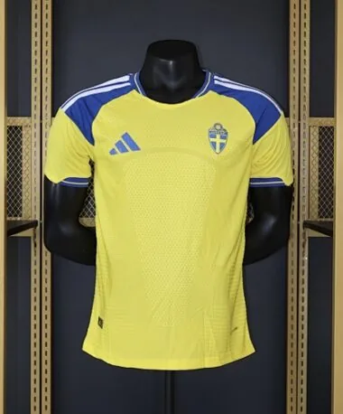 Camisa de futebol da Suécia 2026 (versão para jogadores, jogo em casa), tamanhos S-2XL