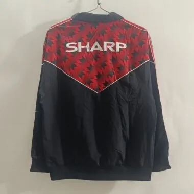 1991 Manchester United black red classic retro Windbreaker