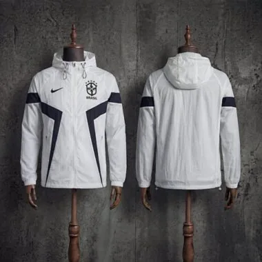 2026 Brazil White and Royal Blue Windbreaker S-3XL