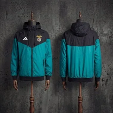 Casaco corta-vento do Benfica 2026/27, preto e verde, tamanhos S-3XL
