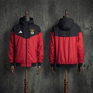 Casaco de vento do Benfica 2026/27, preto e vermelho, tamanhos S-3XL